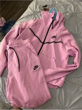 Nike Pink Track Hoodie and Joggers Set with Black Accents
